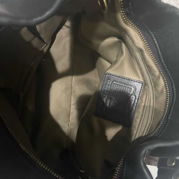 Coach Black Leather Shoulder Bag with Brass Accents - Picture 6 of 14